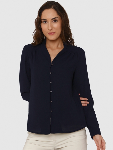 

Vero Moda Women Navy Blue Solid Shirt Style Top