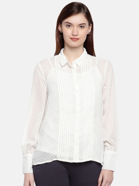 

Vero Moda Women White Regular Fit Self Design Semi-Sheer Casual Shirt