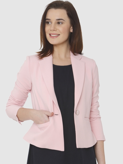 

Vero Moda Women Pink Solid Regular Fit Single-Breasted Casual Blazer