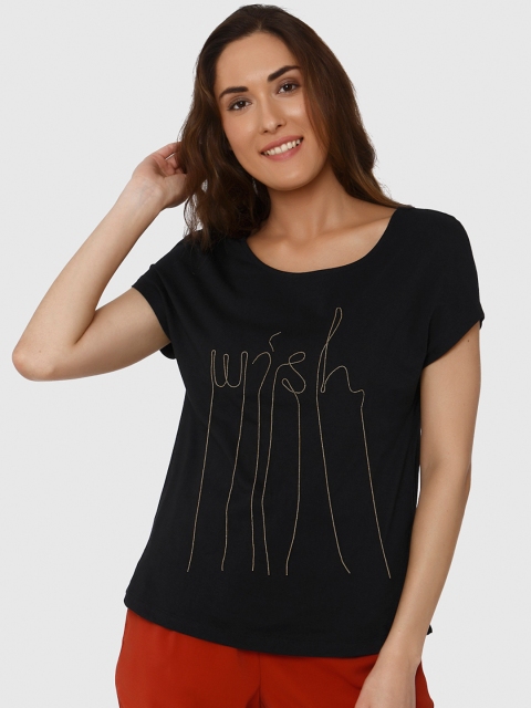 

Vero Moda Women Black Embellished Top