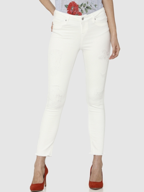 

Vero Moda Women White Skinny Fit Solid Denim Jeggings