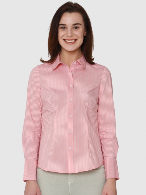 

Vero Moda Women Pink & White Regular Fit Striped Formal Shirt
