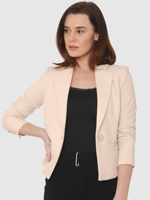 

Vero Moda Women Beige Solid Tailored Fit Single-Breasted Casual Blazer