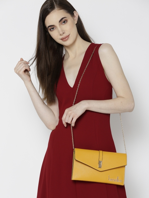 

United Colors of Benetton Mustard Yellow Solid Envelope Clutch