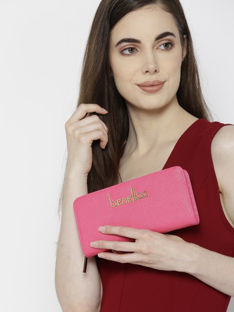 

United Colors of Benetton Women Pink Solid Zip Around Wallet