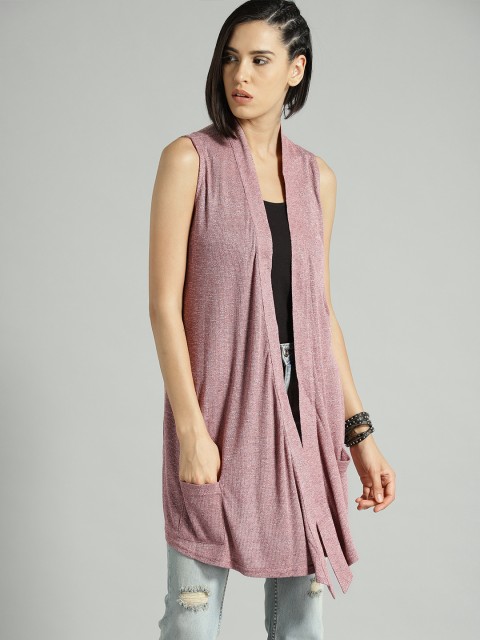 

Roadster Mauve Solid Open Front Shrug