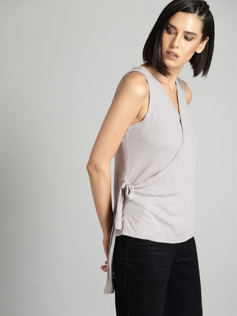

Roadster Women Grey Self Design Wrap Top