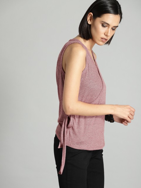 

Roadster Women Pink Self Design Wrap Top