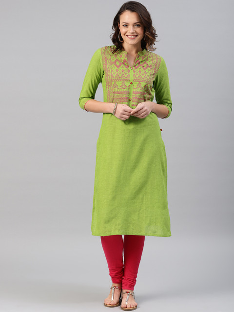 

Alena Women Green Printed Straight Kurta