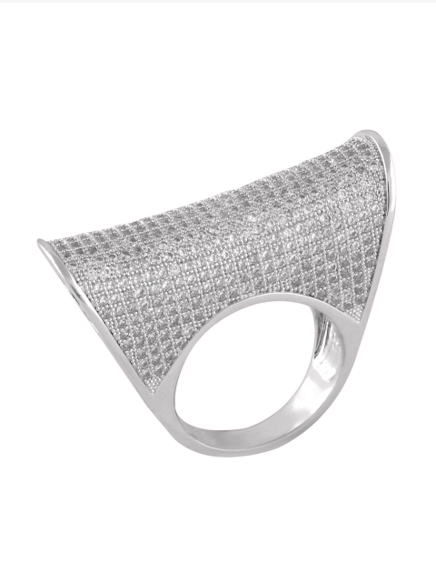

shaze Women Silver-Plated CZ-Studded Ring