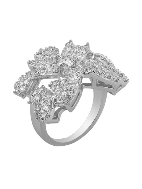 

shaze Women Silver-Plated CZ-Studded Ring