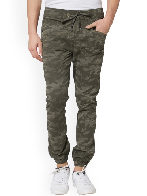 

SPYKAR Men Olive Green Slim Fit Printed Regular Joggers