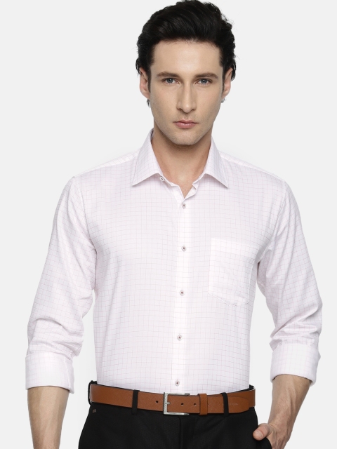 

Van Heusen Men White & Pink Slim Fit Checked Formal Shirt