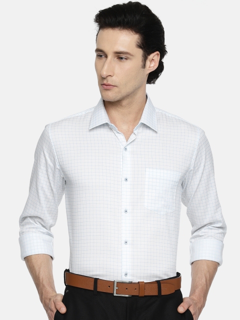 

Van Heusen Men White & Blue Slim Fit Checked Formal Shirt