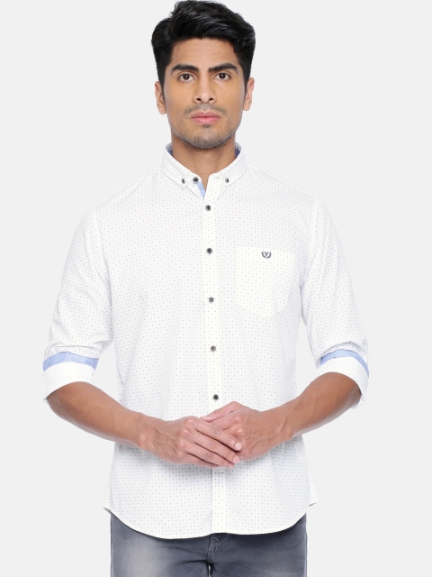 

Van Heusen Sport Men White & Navy Blue Slim Fit Printed Casual Shirt