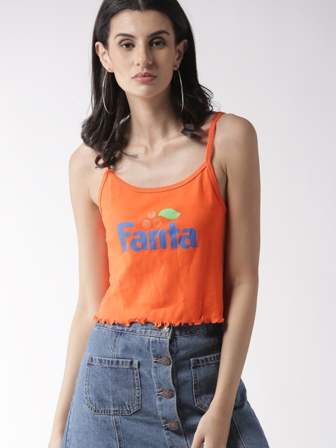 

FOREVER 21 Women Orange Printed Crop Top