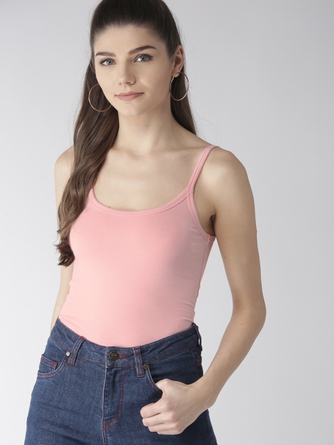 

FOREVER 21 Women Pink Solid Fitted Top