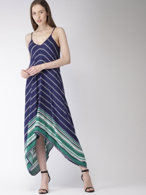 

FOREVER 21 Women Navy Blue & White Striped A-Line Dress