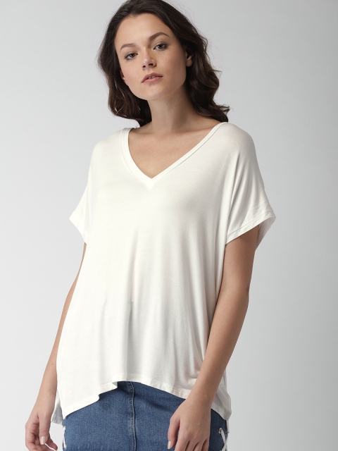 

FOREVER 21 Women White Solid Top