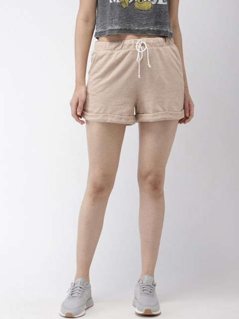 

FOREVER 21 Women Beige Solid Regular Fit Regular Shorts
