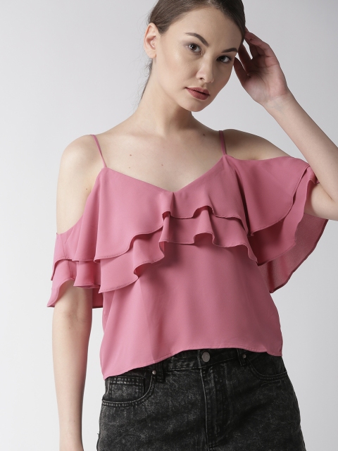 

FOREVER 21 Women Dusty Pink Solid Top