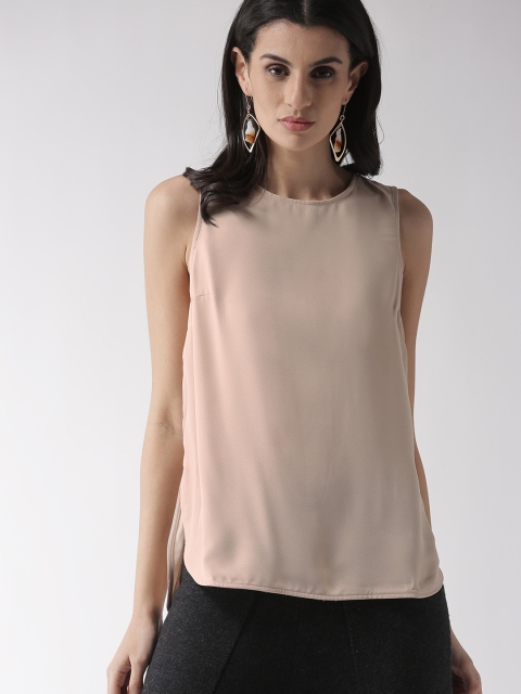 

FOREVER 21 Women Beige Solid A-Line Top