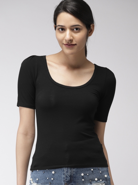 

FOREVER 21 Women Black Solid Top