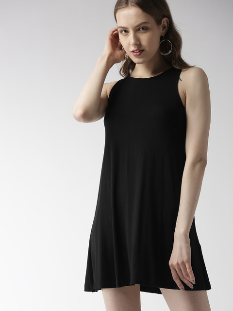 

FOREVER 21 Women Black Solid A-Line Dress