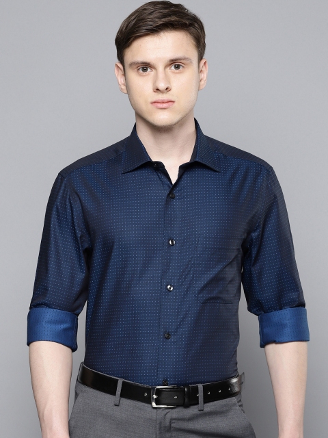 

Louis Philippe Men Navy Blue Classic Regular Fit Self Design Formal Shirt