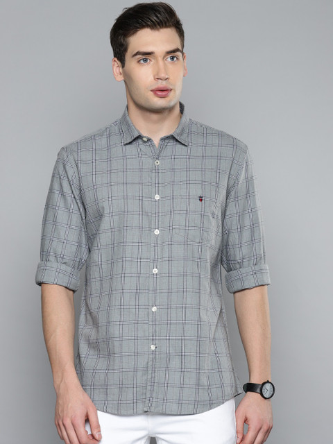 

Louis Philippe Sport Men Grey & White Slim Fit Checked Casual Shirt