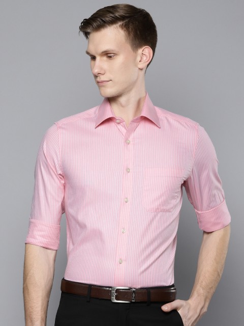 

Louis Philippe Men Pink & White Classic Regular Fit Striped Formal Shirt