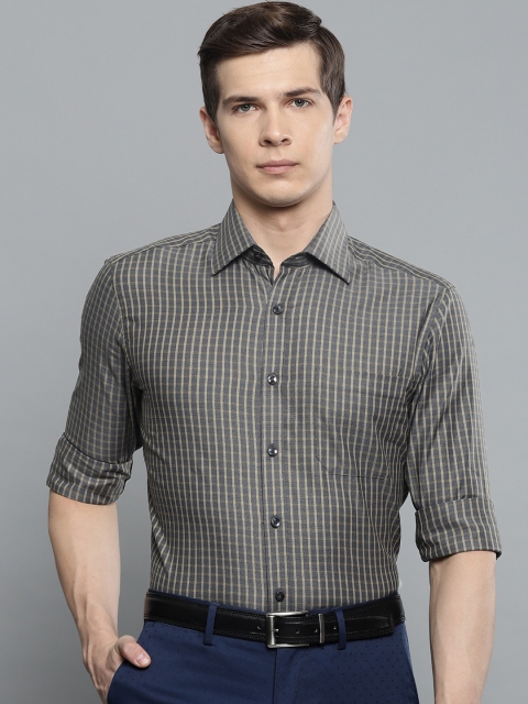 

Louis Philippe Men Grey & Yellow Regular Fit Checked Formal Shirt
