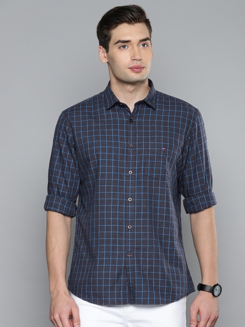 

Louis Philippe Sport Men Charcoal Grey & Blue Slim Fit Checked Casual Shirt