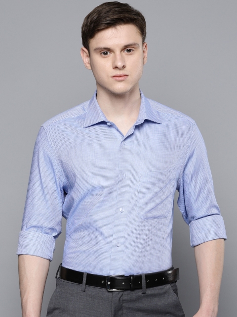 

Louis Philippe Men Blue & White Classic Regular Fit Self Design Casual Shirt