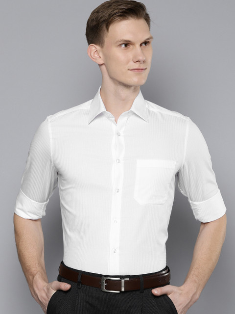 

Louis Philippe Men White Self-Striped Classic Fit Regular Fit Formal Shirt