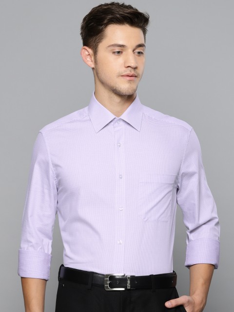 

Louis Philippe Men White & Purple Classic Regular Fit Self Design Casual Shirt