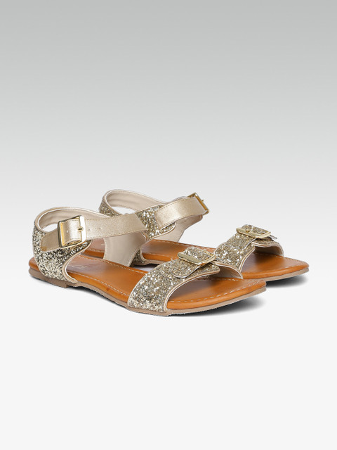 

Carlton London Women Gold-Toned Embellished Open Toe Flats