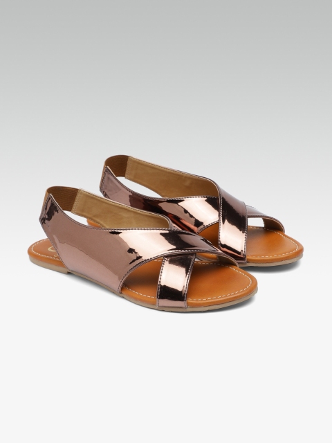 

Carlton London Women Bronze-Toned Solid Open Toe Flats