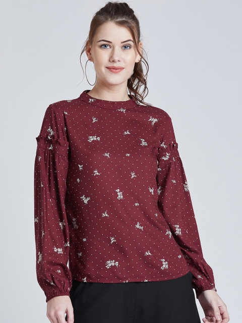 

Marie Claire Women Maroon Printed Top
