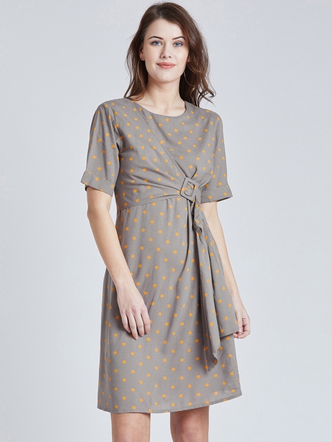 

Marie Claire Women Grey Printed Wrap Dress