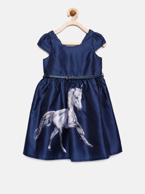 

MONSOON CHILDREN Girls Navy Blue Printed Fit and Flare Dress
