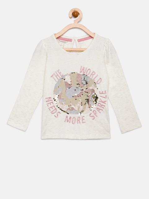 

MONSOON CHILDREN Girls Cream-Coloured Embellished Top