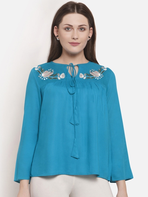 

Martini Women Blue Printed A-Line Top