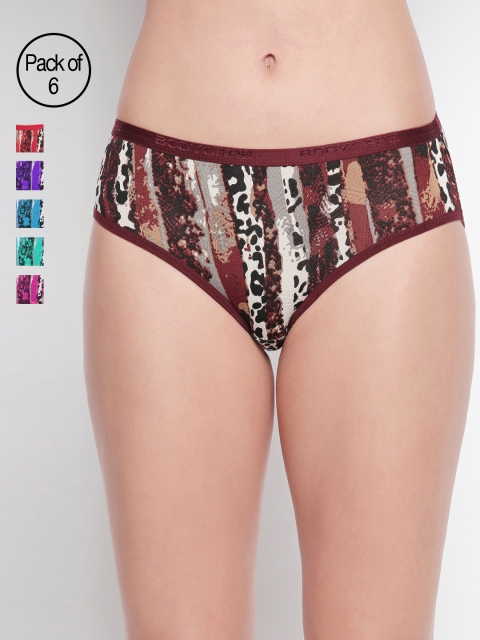 

BODYCARE Women Pack of 6 Printed Hipster Briefs 8049, Assorted