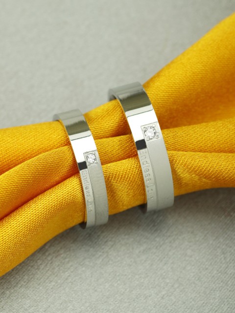 

Peora Endless Love Silver-Plated Swiss Zirconia Couple Rings