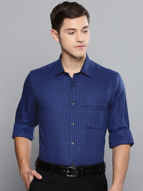 

Louis Philippe Men Blue & Black Slim Fit Checked Formal Shirt