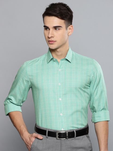 

Louis Philippe Men White & Green Slim Fit Checked Formal Shirt