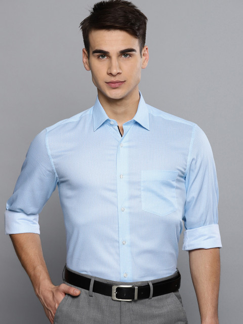 

Louis Philippe Men Blue & White Slim Fit Printed Formal Shirt