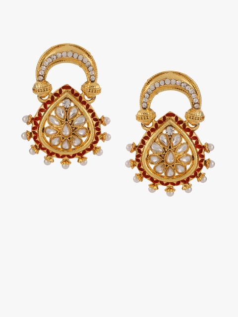 

Peora Gold-Plated & Red Classic Drop Earrings