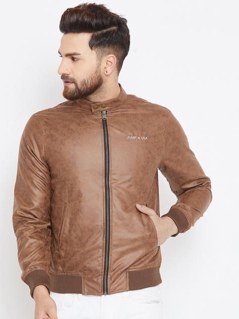 

JUMP USA Men Brown Solid Lightweight Biker Jacket